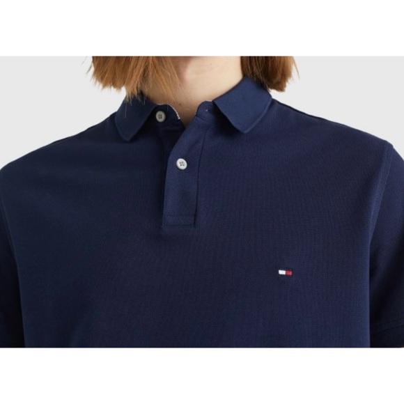 TOMMY HILFIGER • Navy Blue Classic Short Sleeve Polo Shirt - Picture 3 of 16